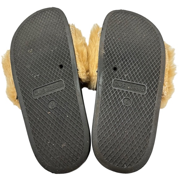 Cape Robbin Moira Faux Fur Slip On Open Toe Casual Sandal Slides Tan Black 6 - Picture 11 of 15